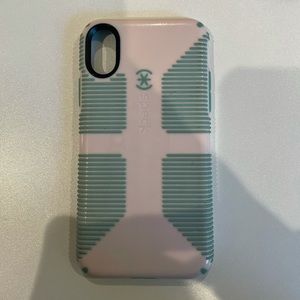 pink and teal “speck”phone case (iphone x)